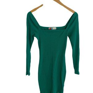 Free People Beach Women's green Long sleeve Ribbed Body Con Dress - Large